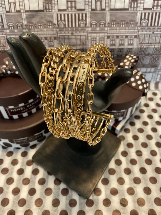 henri bendel Jewelry - Henri Bendel Multi-Strand Chain Layered Cuff Bracelet Plus Dust Bag
